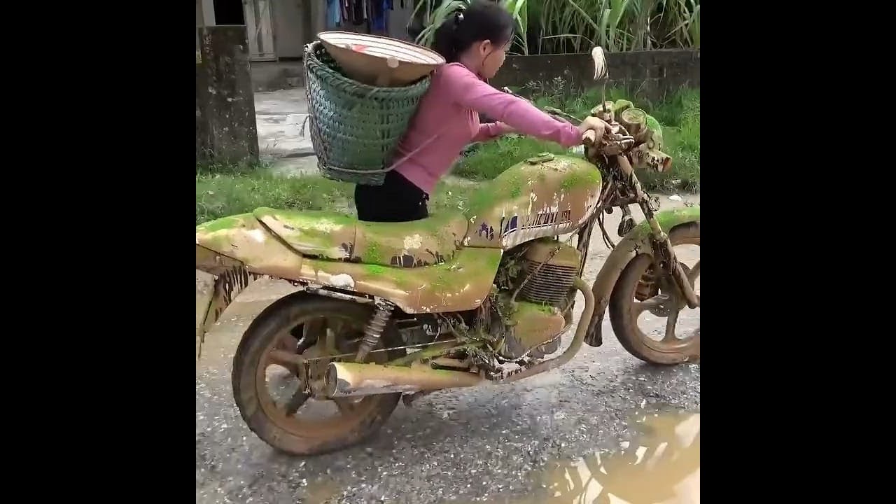 Young Girl Finds Abandoned Motorbike in Forest Covered With Moss – Can She Restore It #viral #diy