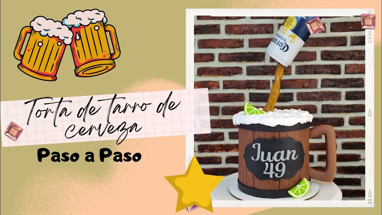 Torta temática Tarro de cerveza, perfecto para papá. Paso a Paso.