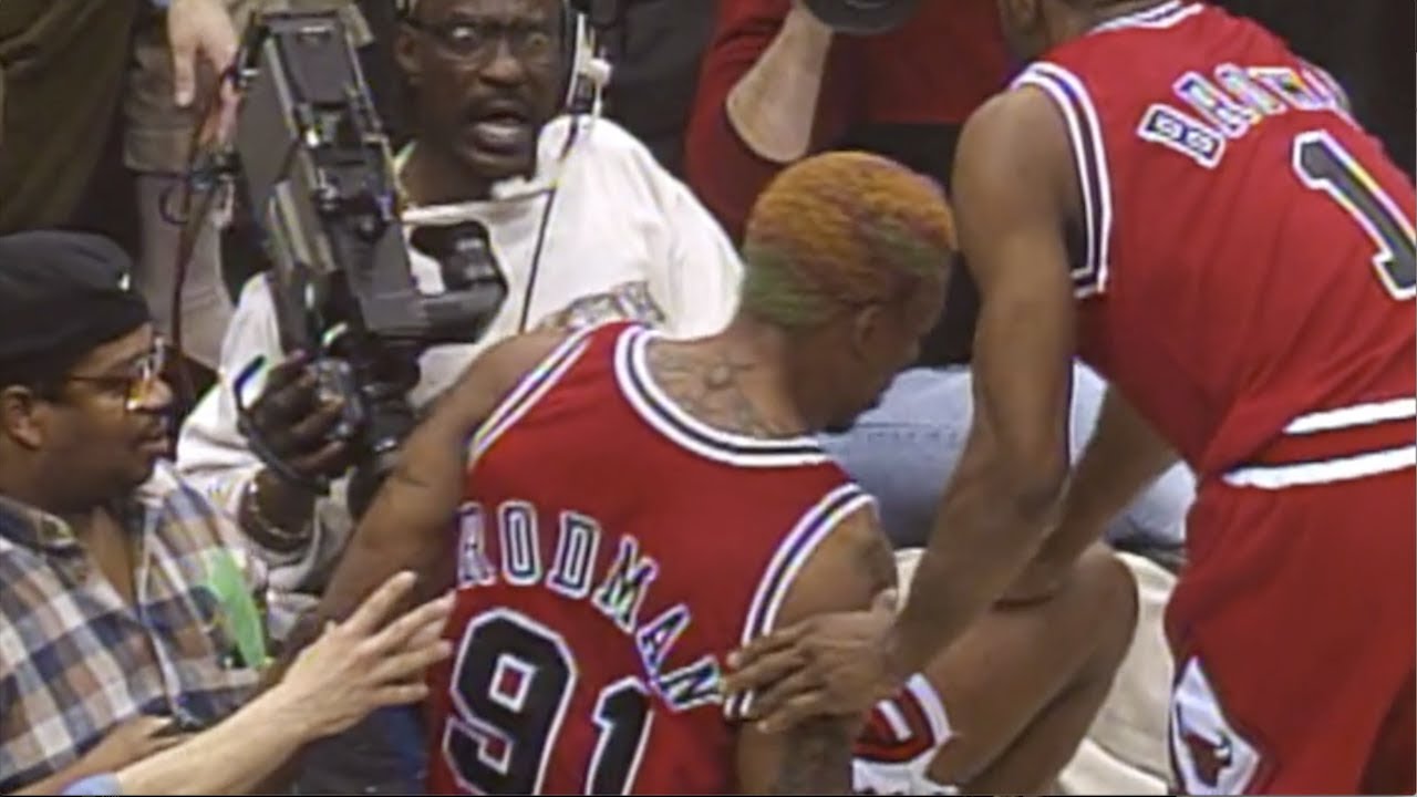 Dennis Rodman Kicking the Camera Man's Nuts