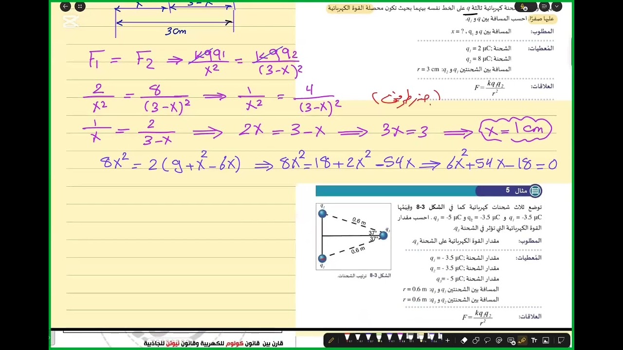 افكار هامه على قانون كولوم - فيزياء صف ١٢ 