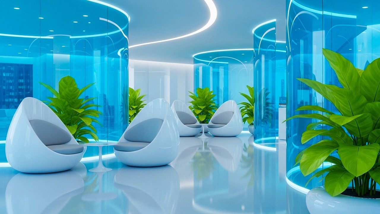 Frutiger Aero Office Lobby 4K | Calm Ambient Music | Early 2000s Nostalgia