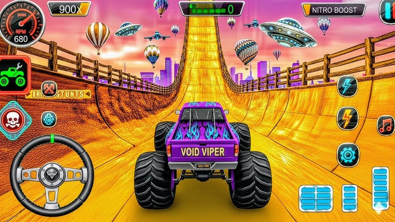 MEGA RAMP CAR STUNT Game Level 14! 😱 Impossible Monster Truck Jumps & Ultimate Driving Gameplay