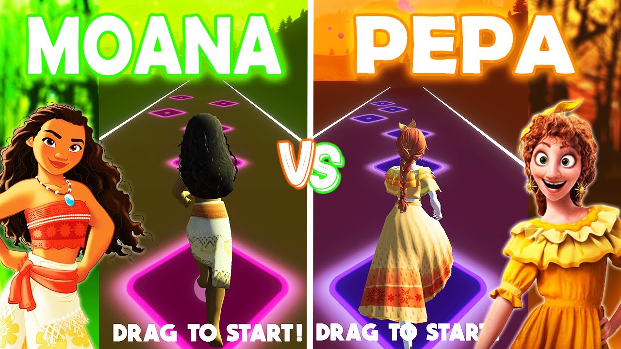 Moana VS Encanto Pepa - Tiles Hop! We Don't Talk About Bruno!