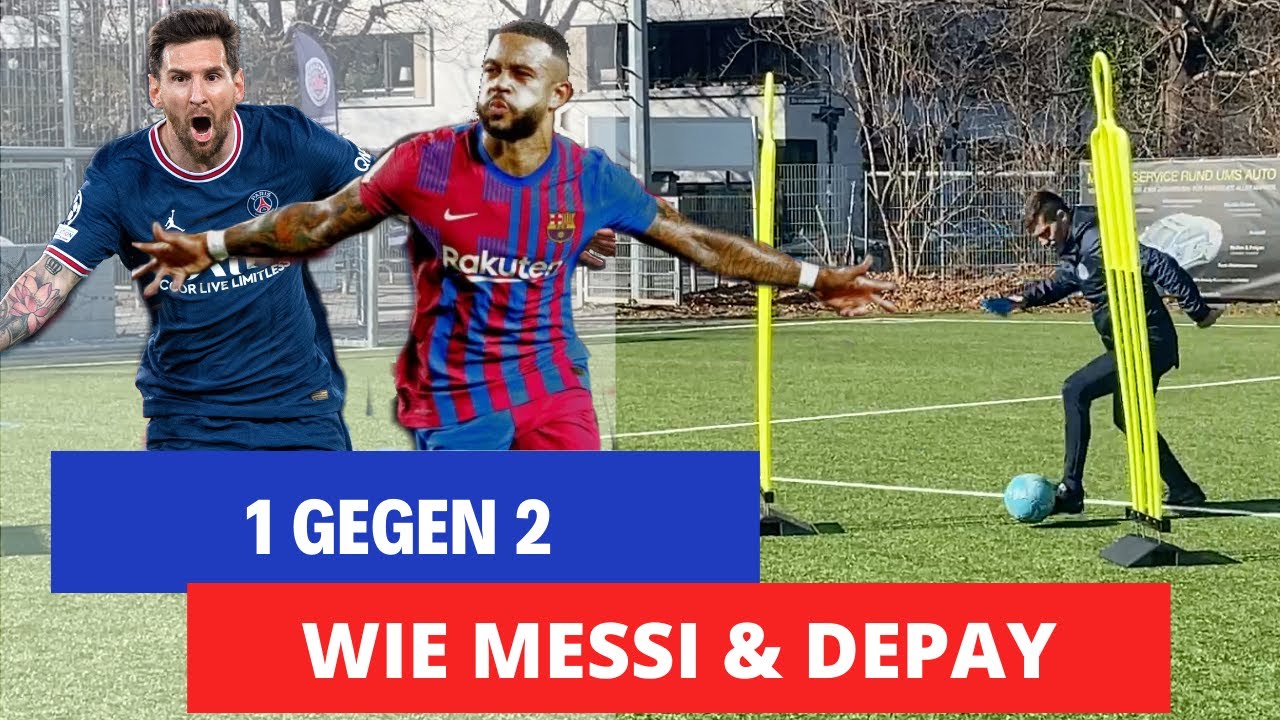 Dribbel wie MESSI & DEPAY - 1 gegen 2 Unterzahl Situationen am Flügel lösen, mit Torschuss