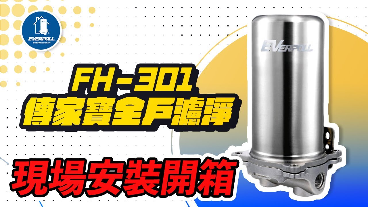 【詢問最低價-送好禮】愛科濾淨EVERPOLL FH-301 傳家寶全戶濾淨 現場安裝影片【省錢王淨水科技】