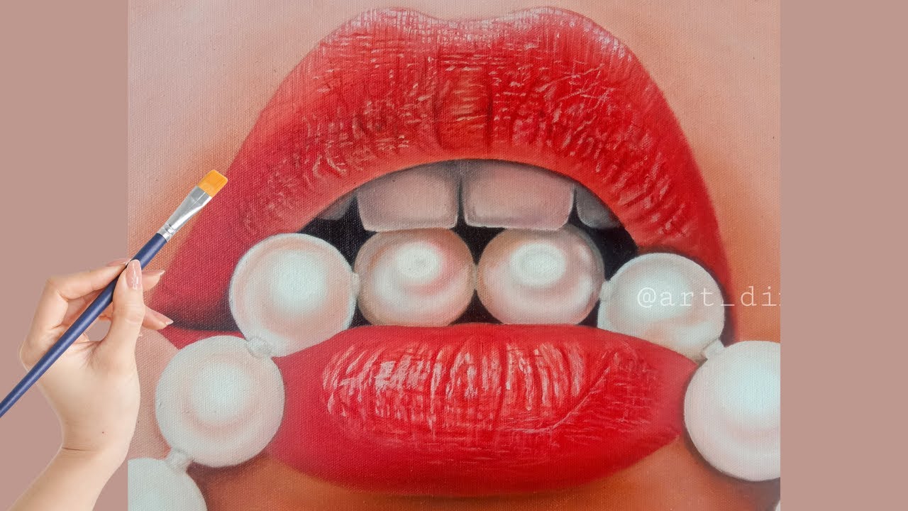 Live Oil Painting of Lips | Real-Time Art Session