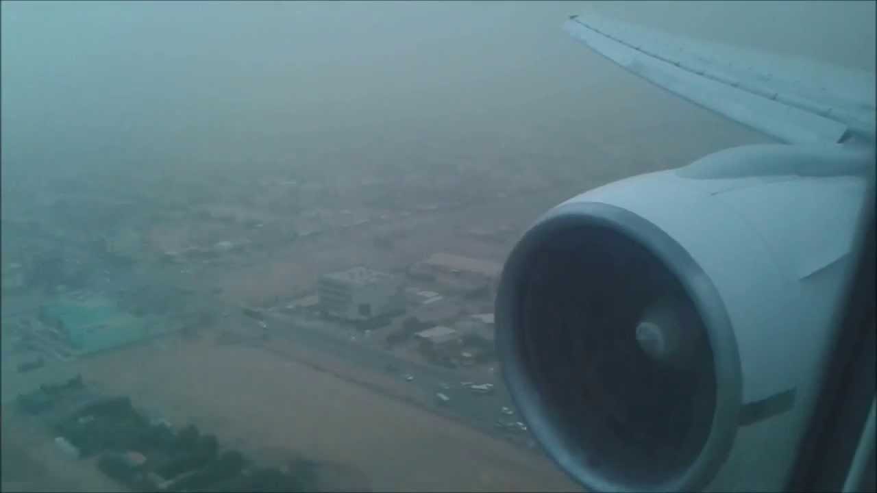 هبوط السعودية بمطار الخرطوم في عاصفة ترابية / Saudia Landing KRT with Sand Storm