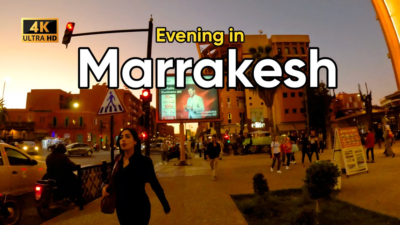 Marrakesz poza soukami &ndash; Wieczorny spacer z Gu&eacute;liz do Zerktouni (Spacer 4K)