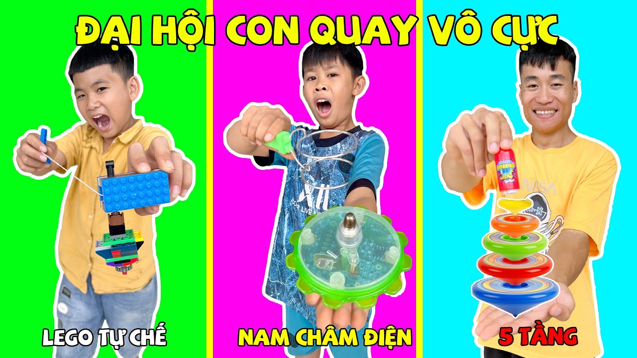ACC - Con Quay Lego Tự Chế Vs Con Quay 5 Tầng Vs Con Quay Nam Châm Điện.