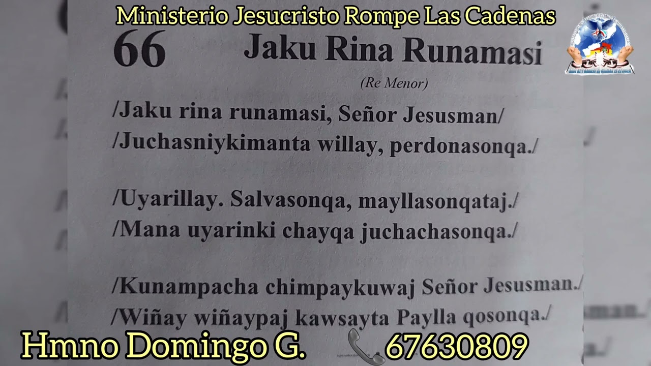 JAKU RINA RUNAMASI//M.A.A. CÁNTICO DIVINO (JRC)//Domingo Garcia//SUCRE-BOLIVIA