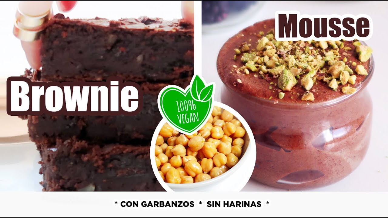 2 POSTRES saludables con GARBANZOS 🌱 Brownie SIN HARINAS + Mousse de Chocolate 😍