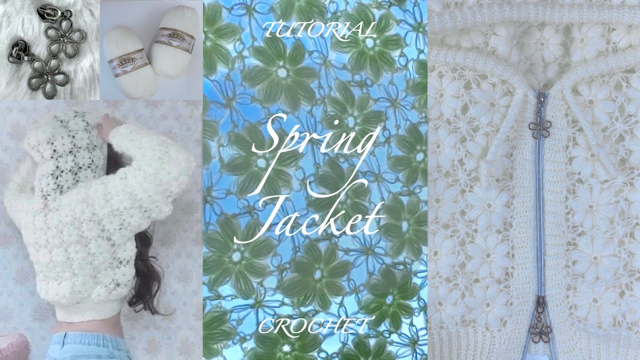 かぎ針編み| お花のモチーフを繋いでフード付き春アウター| TUTORIAL | Hooded jacket | crochet |