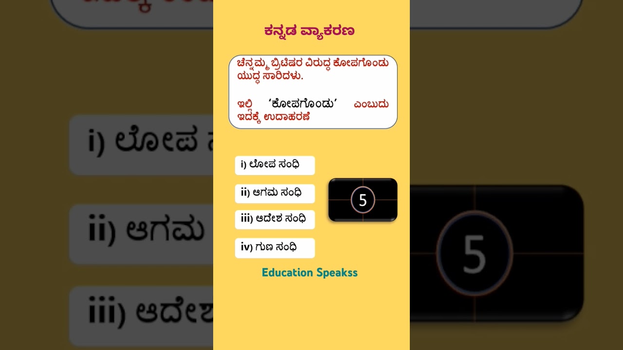 Sandhigalu | Kannada | Grammar | MCQ #exam #competitiveexams