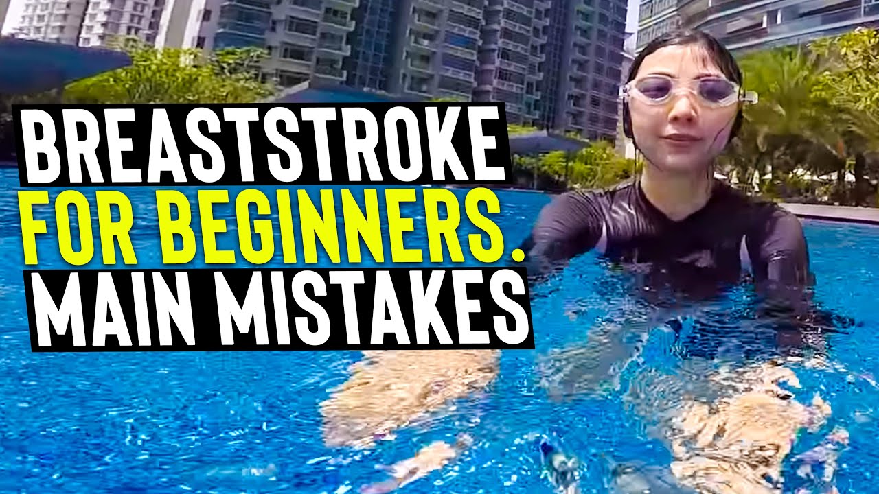 BEGINNER girl LEARN to SWIM BREASTSTROKE to glide correctly with mistakes to avoid