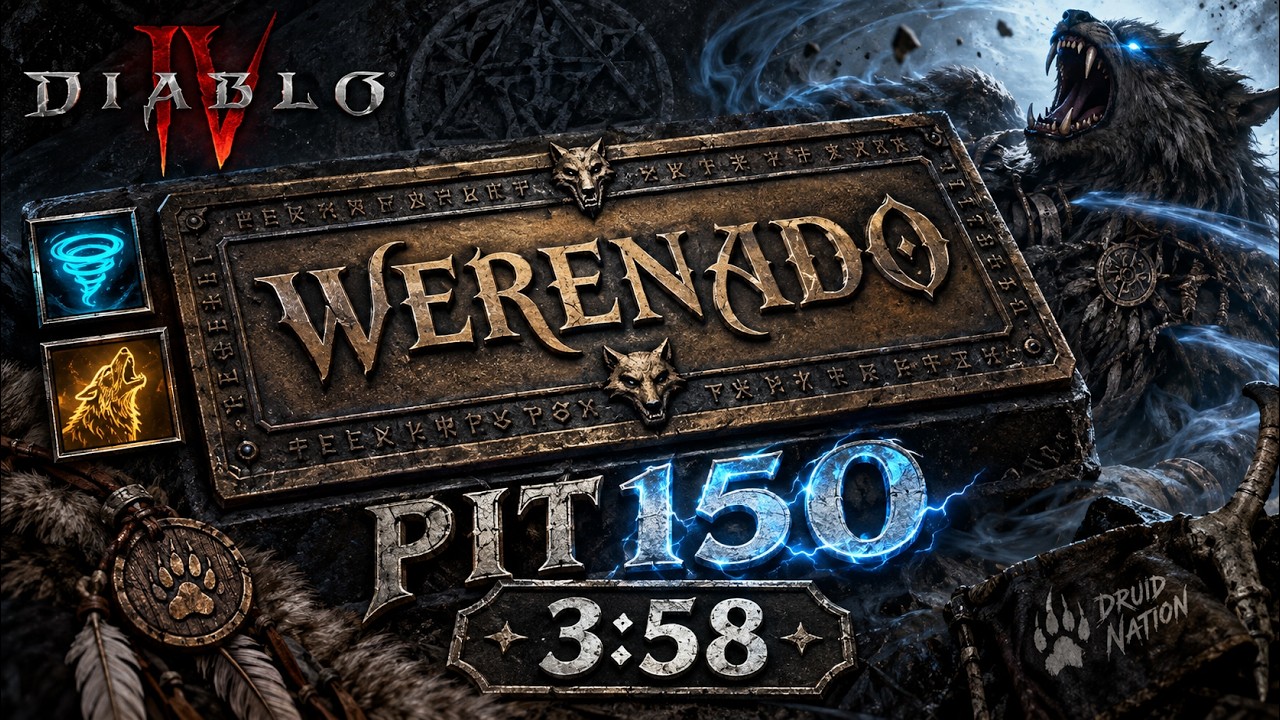 3:58 Pit 150! The Werenado Druid is BACK ⚡ | Diablo 4 | Rank1 Druid Pit/Tower