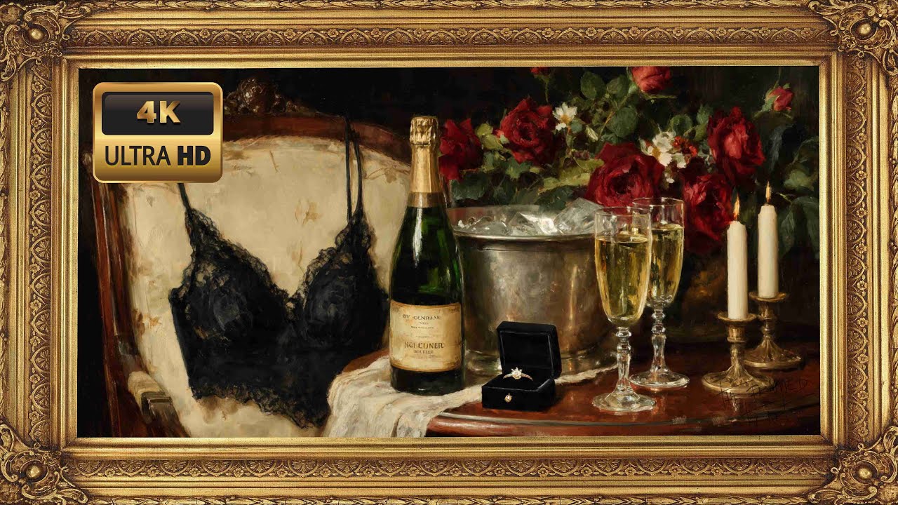 Framed TV Art Valentine's Day 4K🌹| Vintage Roses, Champagne & Candlelight | Romantic Screensaver 2HR