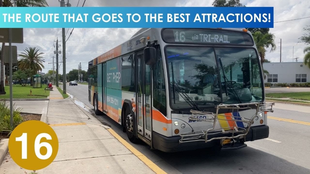 Riding Broward County Transit Bus 16, Dania Beach City Hall to Pembroke Lakes Mall, Gillig BRT 35'