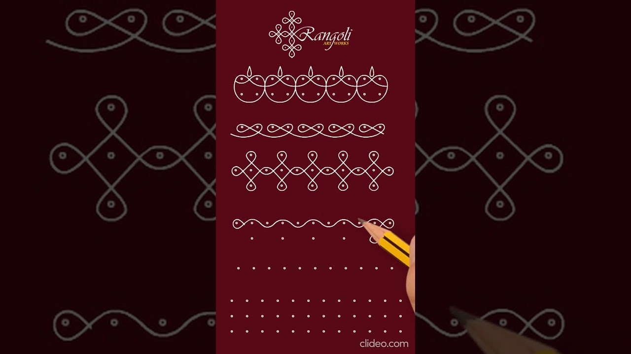 Simple Border rangoli designs | Easy side border muggulu | border kolam designs | RangoliArtworks