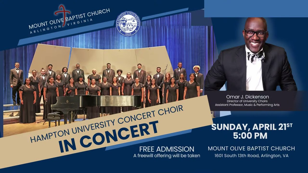 Hampton University Choir in Concert | Mount Olive Baptist Church | 4/21 at 5:00pm