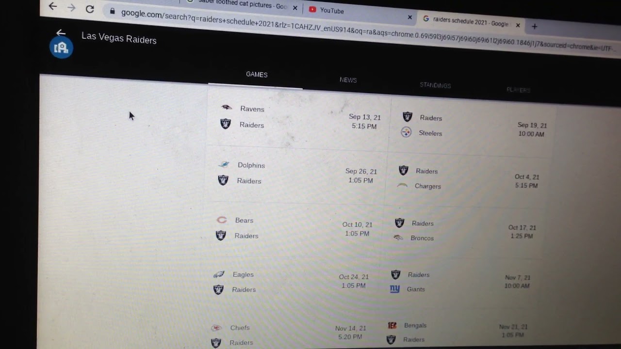 Las Vegas Raiders 2021-22 Schedule
