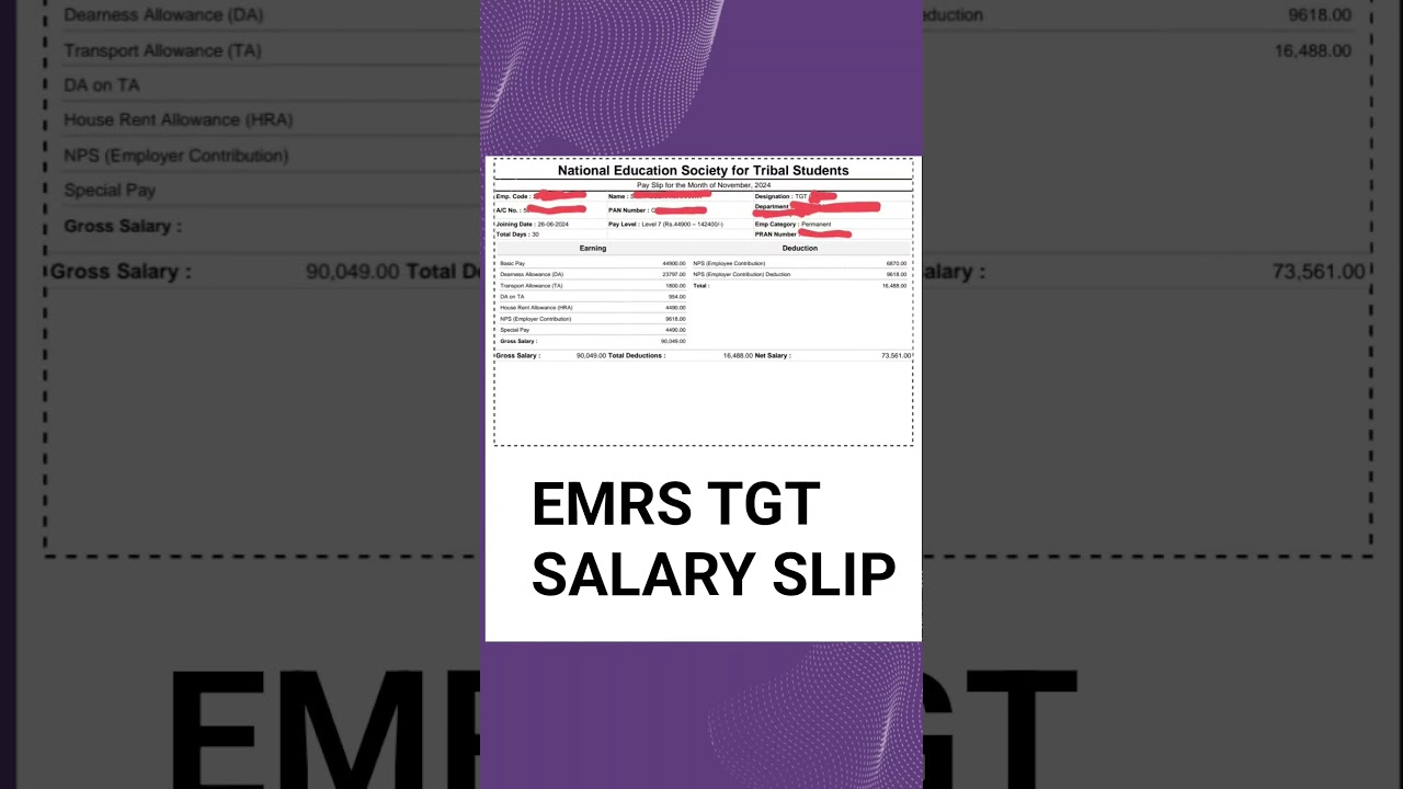 EMRS TGT SALARY #emrs #emrs2025 #tgt #EMRSSALARY #salary #govtjobs #yttrending #viral