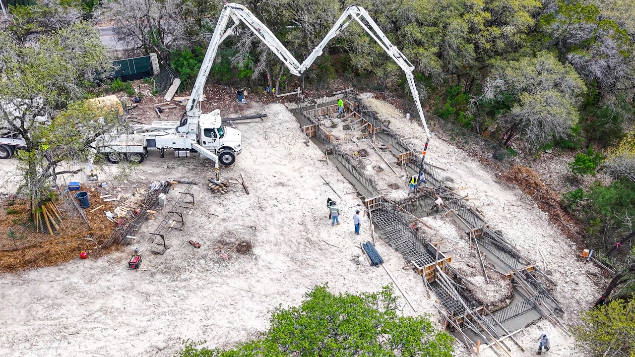 Clearing Land and Pouring 110 Yards of Concrete (Giant Pool Footing) | Satisfying Construction ASMR