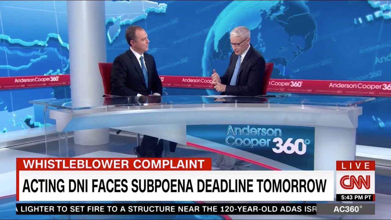 Rep. Schiff on CNN: Director of National Intelligence Under Subpoena for Whistleblower Complaint