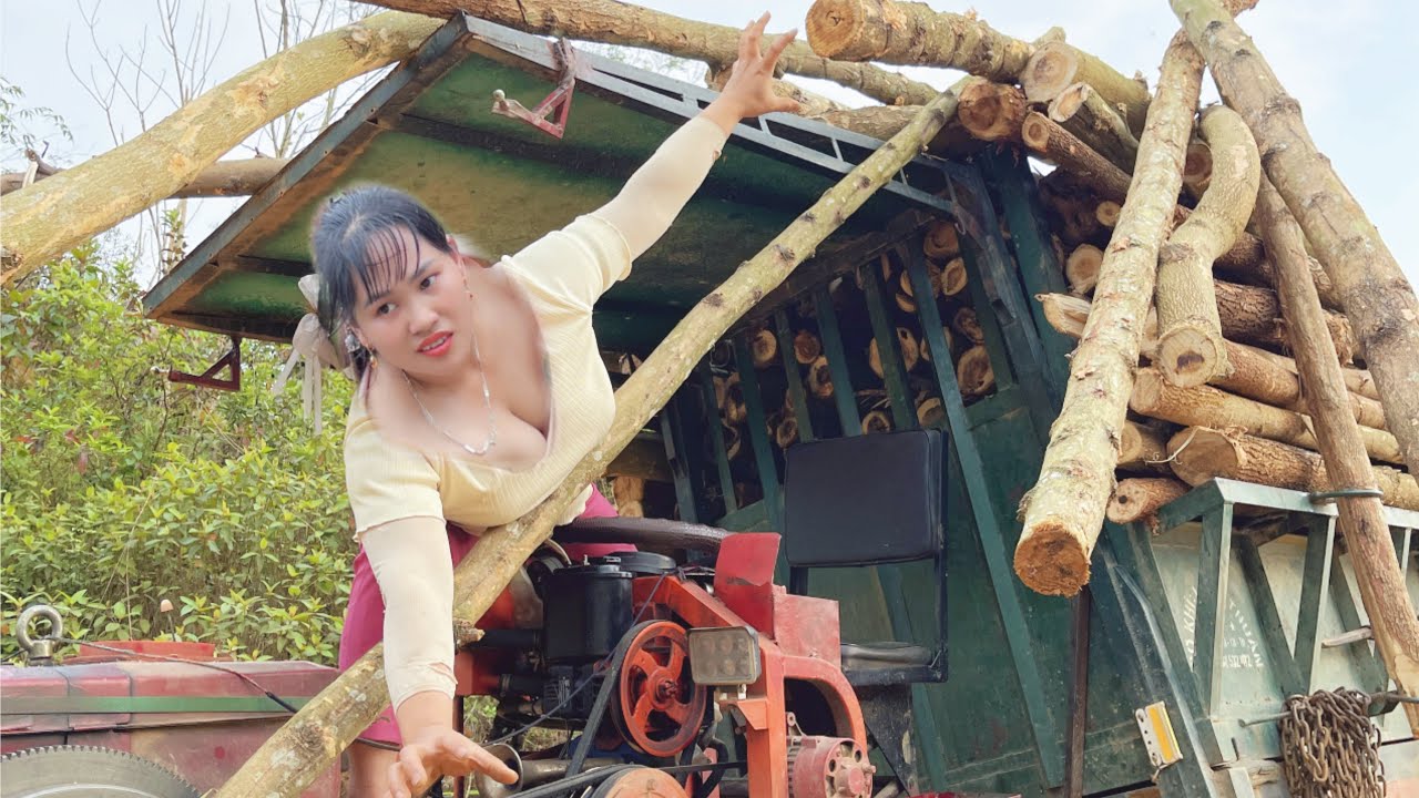 The process of transporting wood by agricultural vehicles on all types of dangerous dirt roads