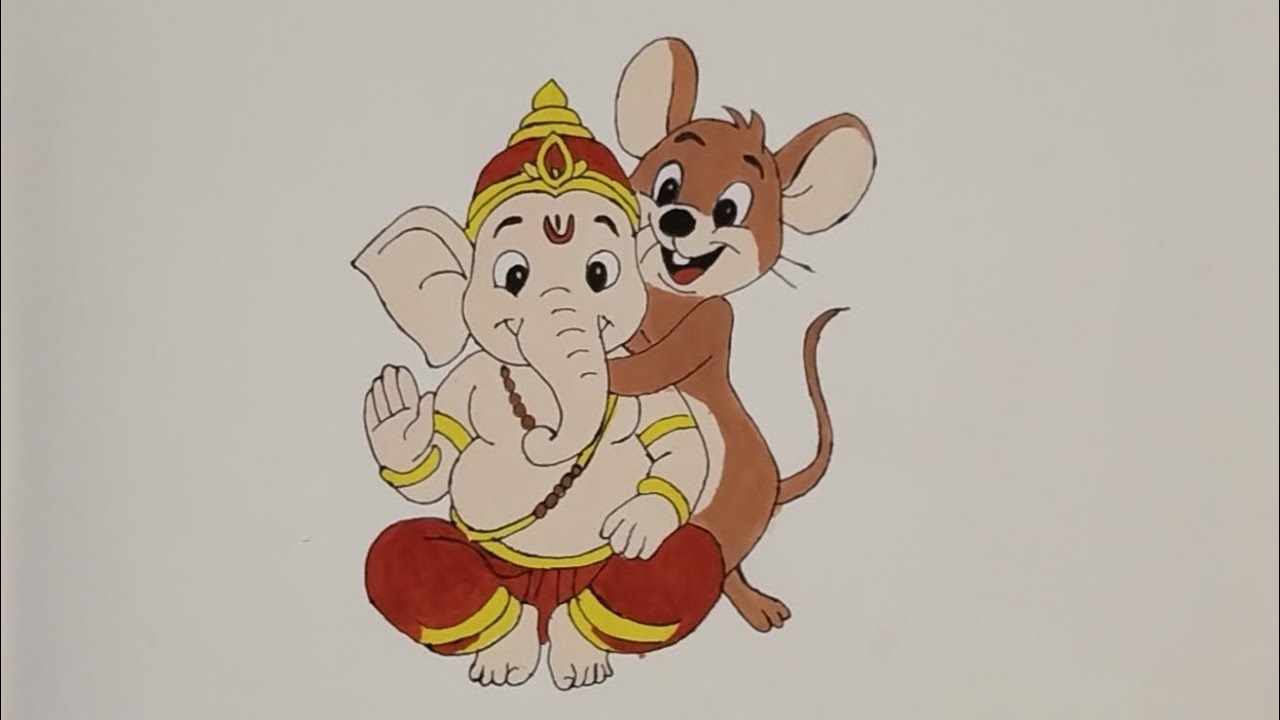 Ganesha with rat drawing🐁🩷