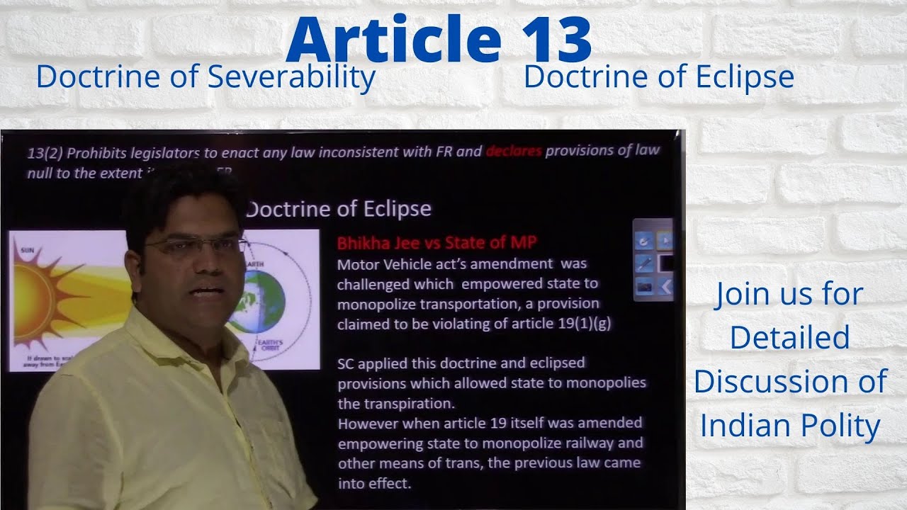 Article 13 of Indian Constitution | Doctrine of severability | Doctrine of Eclipse |