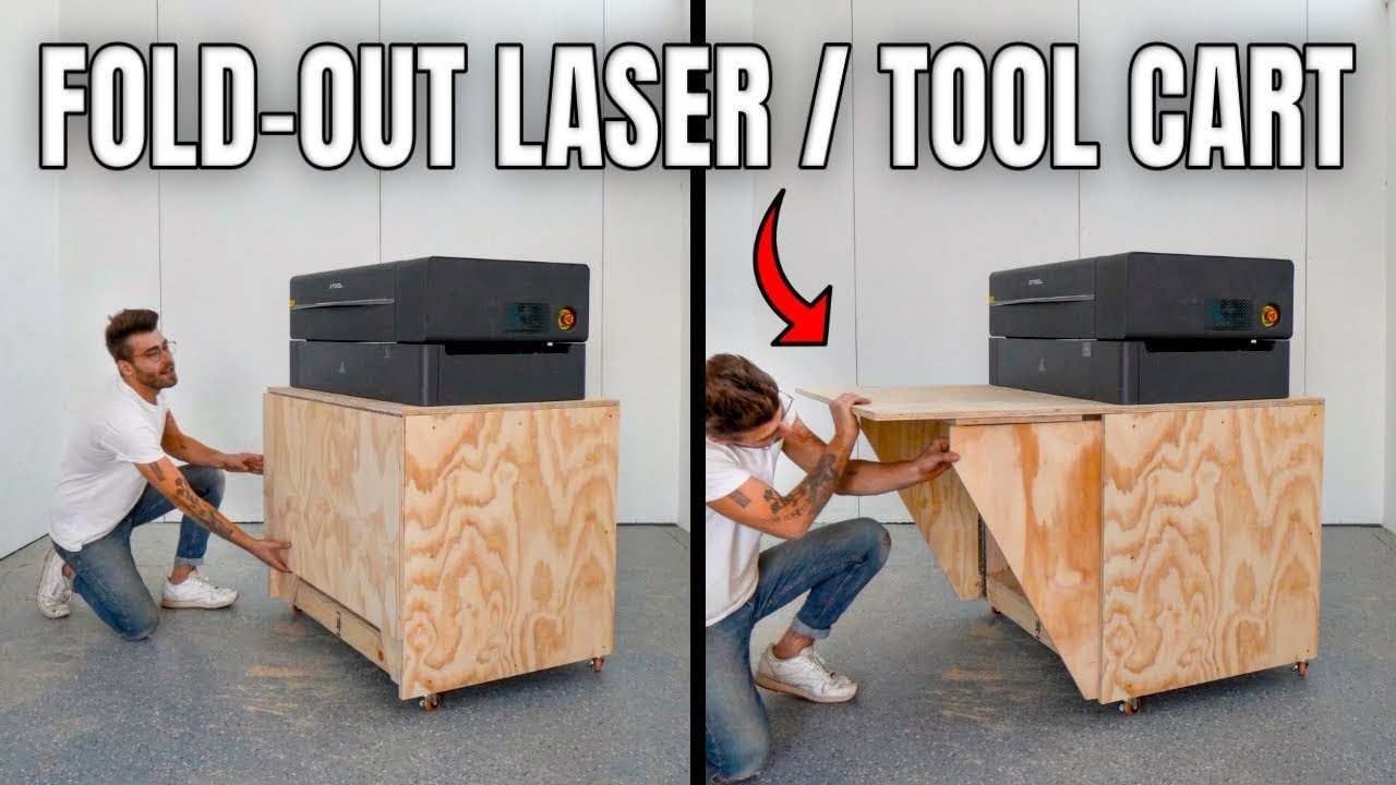 DIY Mobile Laser/Tool Cart with Flip-Up Table Extension