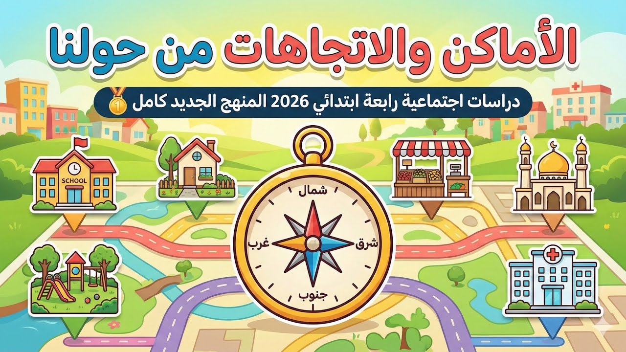 الأماكن والاتجاهات من حولنا 🧭 | دراسات اجتماعية رابعة ابتدائي 2026 المنهج الجديد كامل 🥇