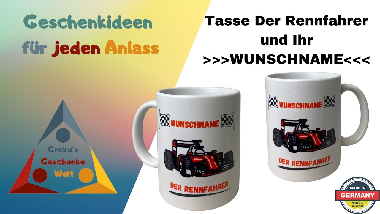 🥰 Greku´s Tasse Der Rennfahrer mit Formel 1 und Wunschnamen Personalisierbar 🎁