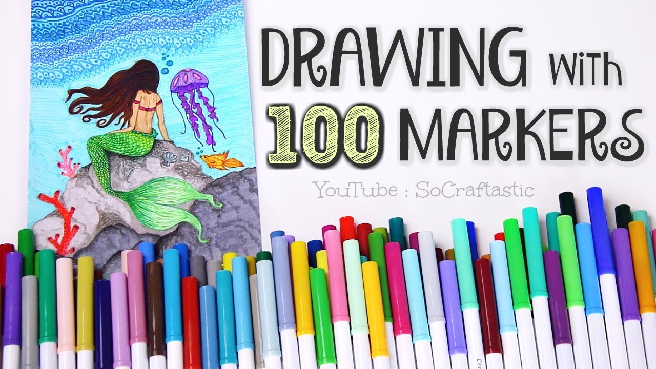 100 MARKERS, 1 DRAWING - Mermaid Ocean Scene - Crayola Challenge
