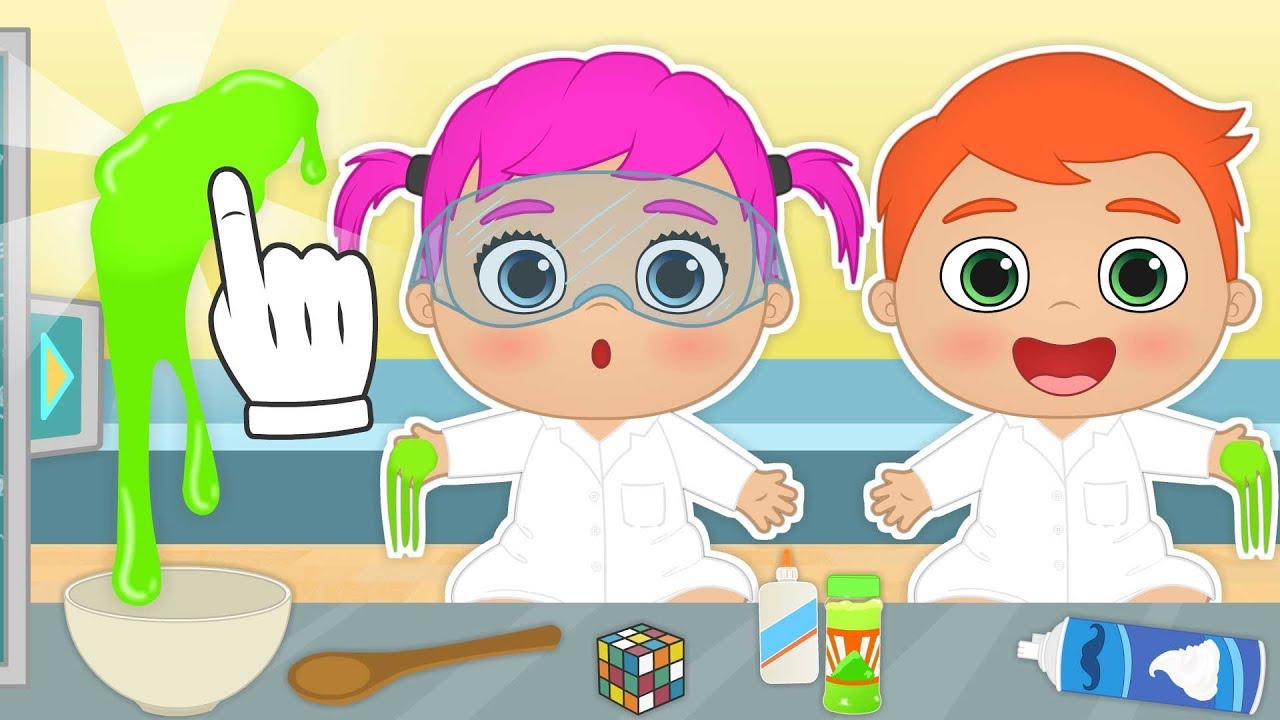 BABY ALEX AND LILY ⚗ How to make Green Slime | DIY Slime Cartoons