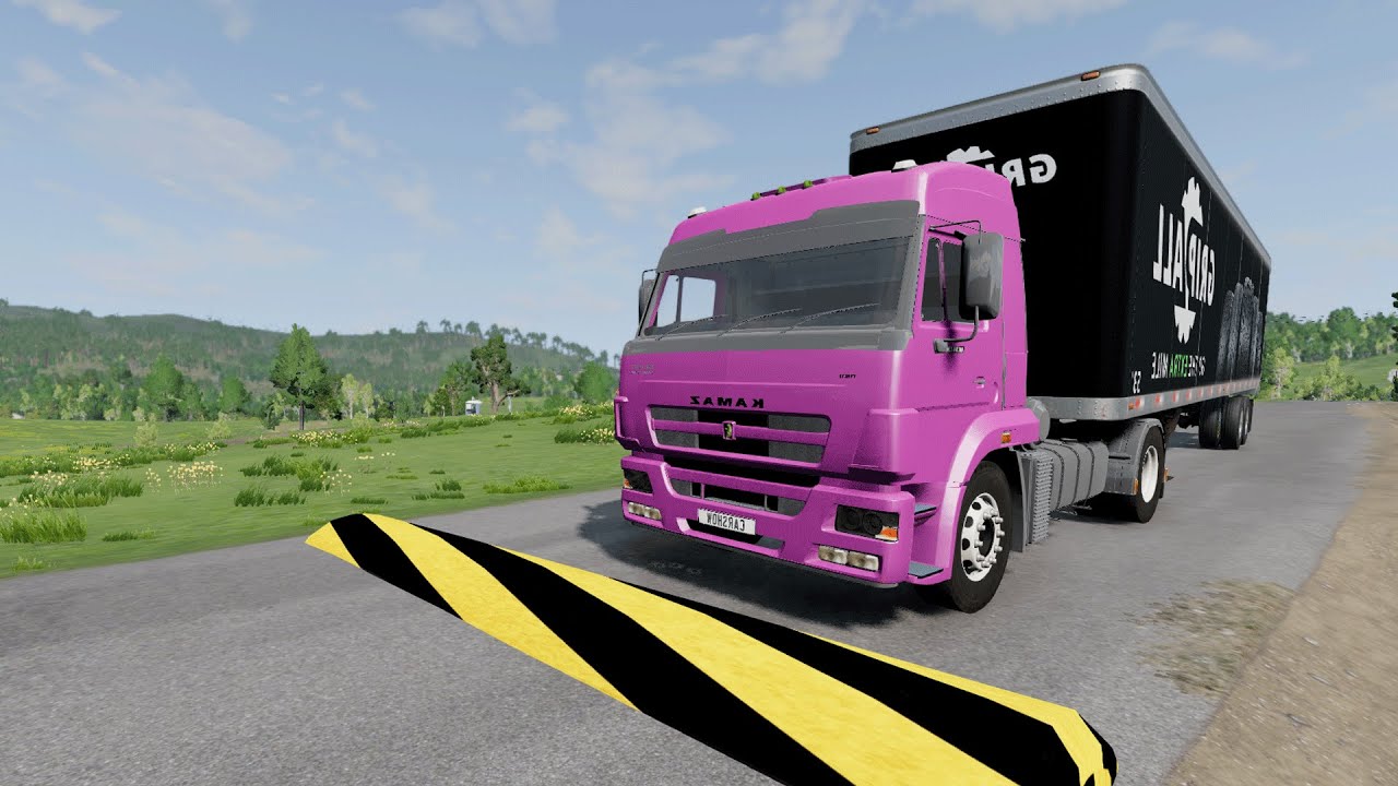 Trucks Cars vs Massive Speed Bumps – Cars vs Upside Down Speed Bump – BeamNG.Drive #1