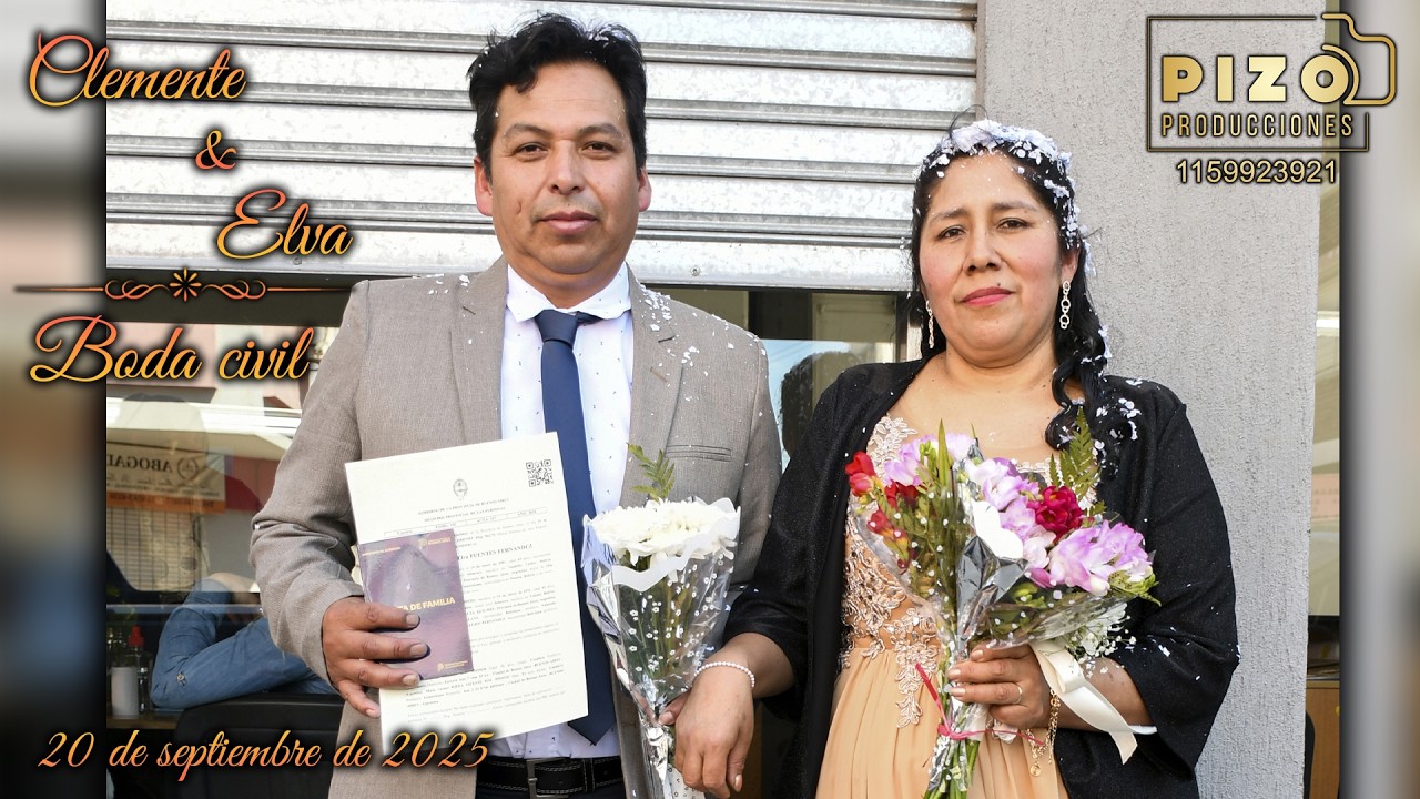 Boda civil de Clemente Vidal y Elva Fuentes