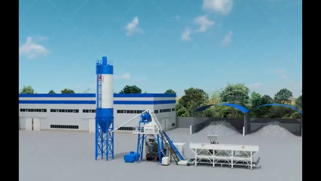 The skip hoisting concrete batching plant work procedure 
