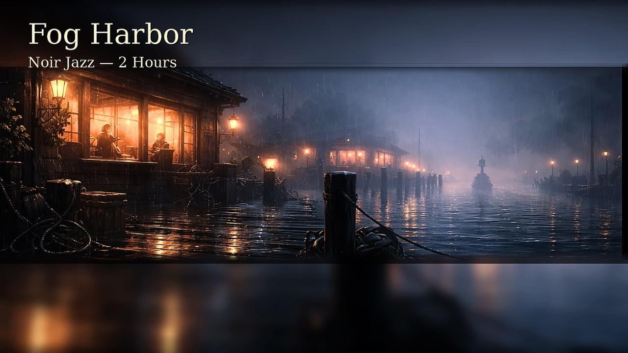 Fog Harbor — 2 Hours of Noir Jazz Trio & Rain | Twilight Quarters