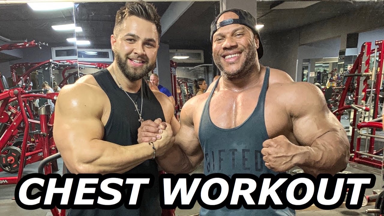 REGAN GRIMES DOES PHIL HEATH CHEST WORKOUT | 12 DAYS OUT POSING