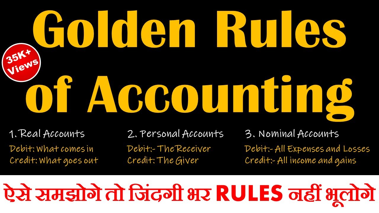 Golden Rules of Accounting in Hindi - Real, Personal & Nominal Account - with Animated Examples