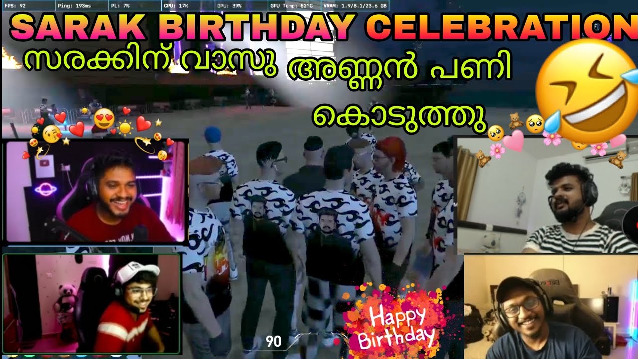 SARAK BIRTHDAY CELEBRATION 8ൻ്റെ പണി കൊടുത്തു വാസു 😂