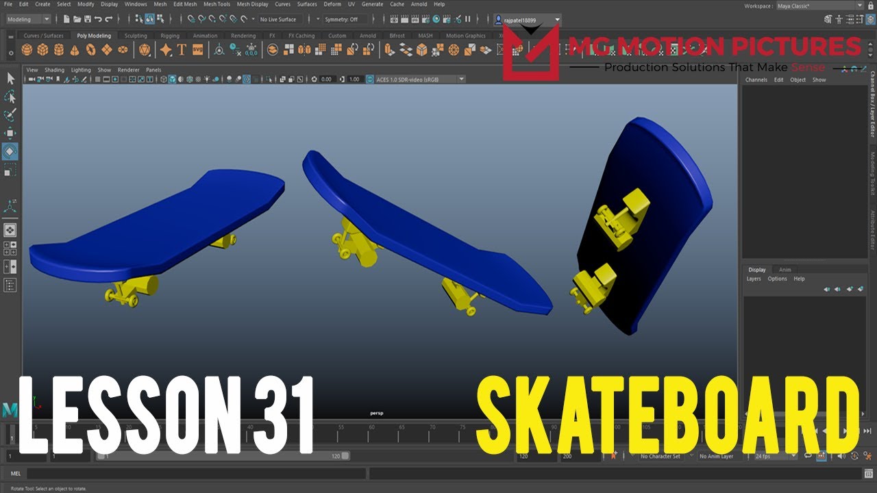 Maya 2022 Tutorial In Hindi | Lesson 31 | Polygon Modeling | Skateboard Model | Urdu | Hindi