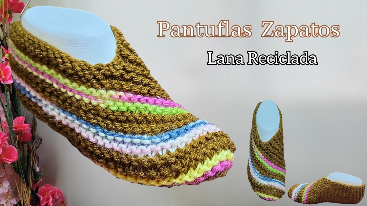 Zapatos mágicos hecho con sobrantes de lana | Pantuflas prácticas y fáciles de tejer a Palitos