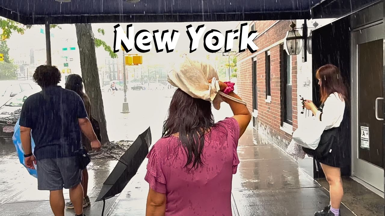 NYC Rainy Walk 4k ASMR Walking In Heavy Rain
