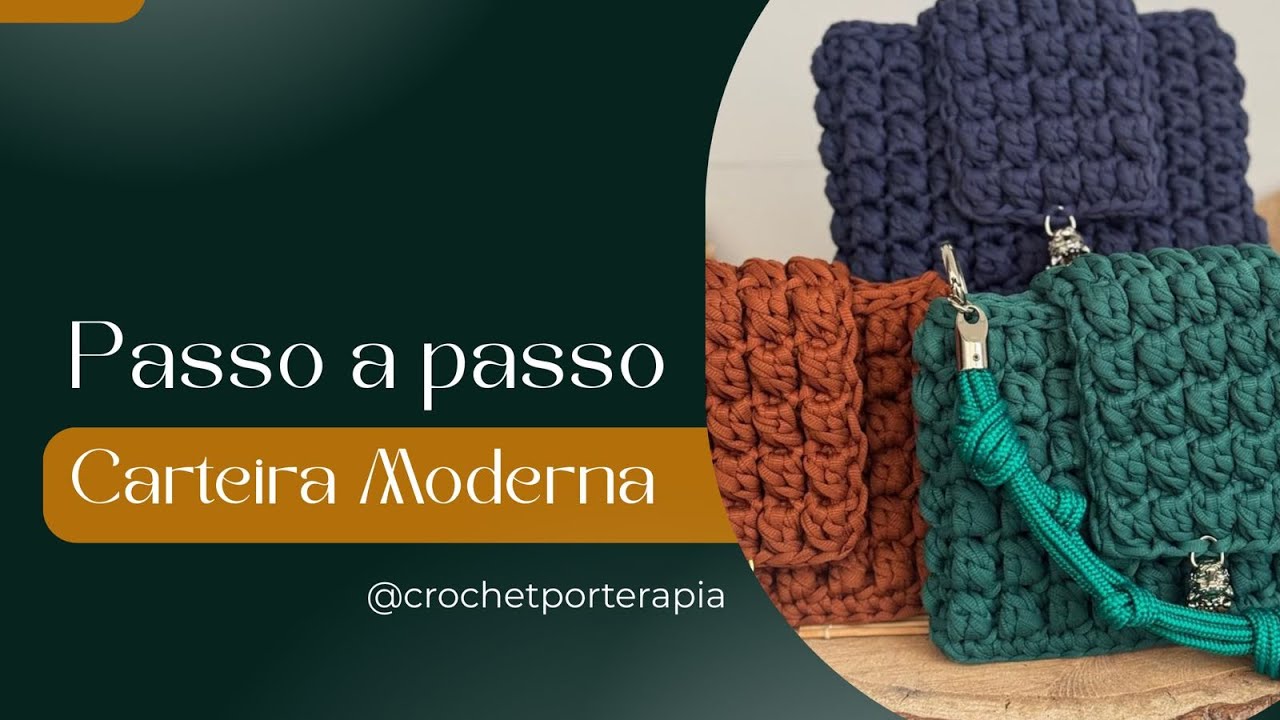 Carteira  Bolsa Moderna - Jaque @crochetporterapia
