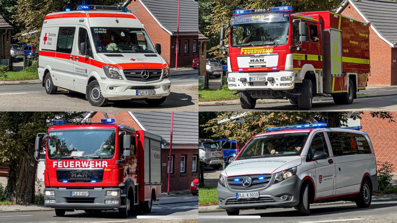 (TH G AUST) Einsatzfahrten Freiwillige Feuerwehren AMT Preetz Land + DRK zur Großübung nach Kühren!