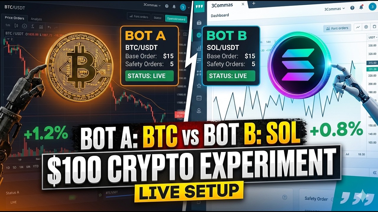 Bitcoin Bot vs Solana Bot: The $100 Crypto Experiment (3Commas Live Setup)
