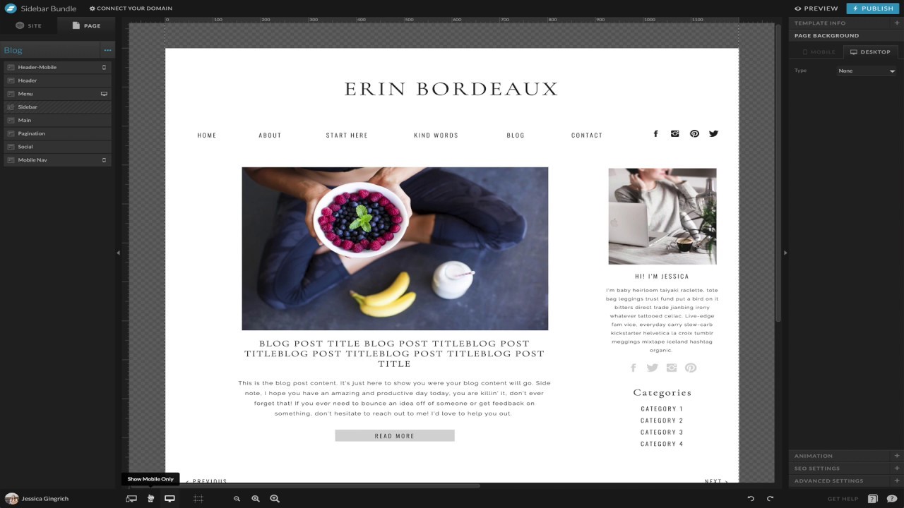 Adding a Sidebar in Showit