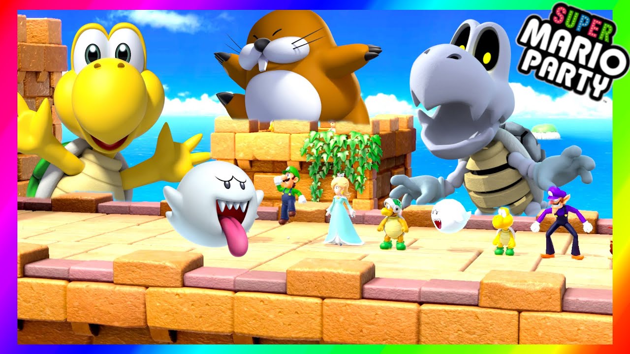 Super Mario Party Minigames #379 Boo vs Monty mole vs Dry bones vs Koopa troopa